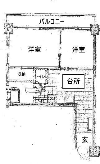 平沢松戸荘(2DK/3階)の間取り写真