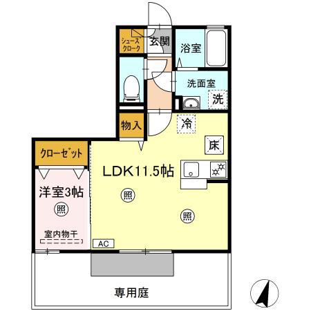 T・コート(1LDK/1階)の間取り写真