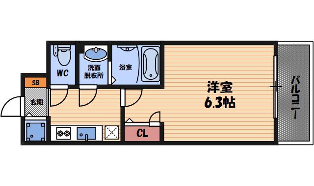 エスリード梅田グランノース(1K/8階)の間取り写真