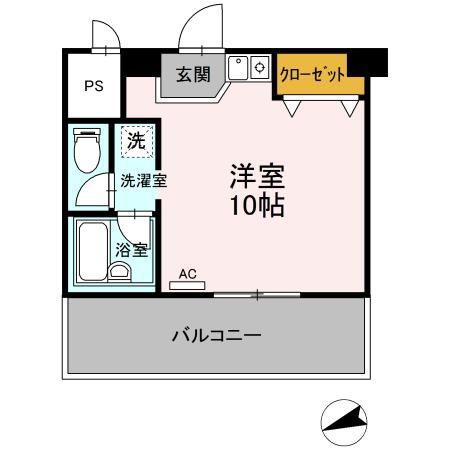 グレイスハイツ今浦(ワンルーム/3階)の間取り写真
