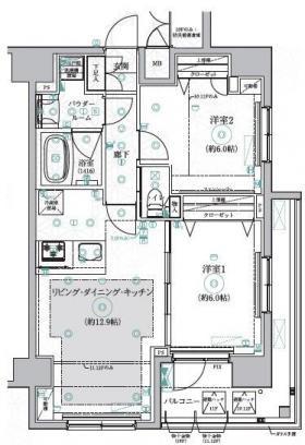 REALIZE千住大橋(2LDK/11階)の間取り写真