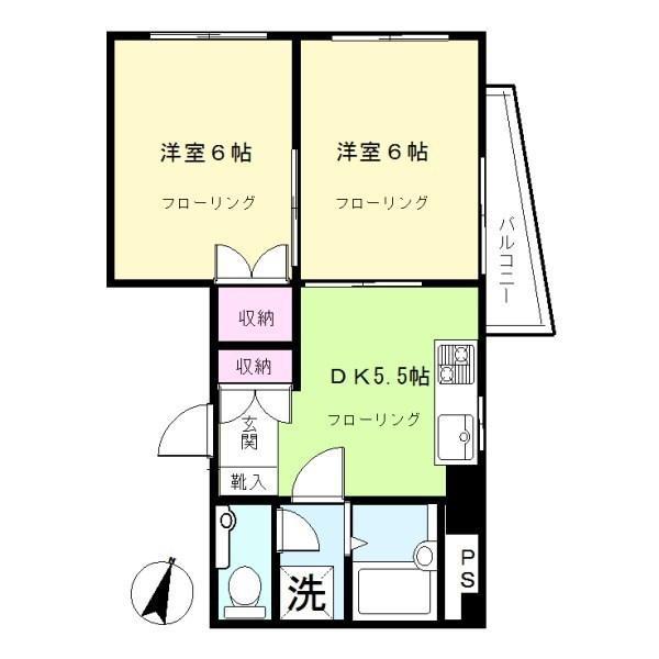 クレモナ(2DK/2階)の間取り写真