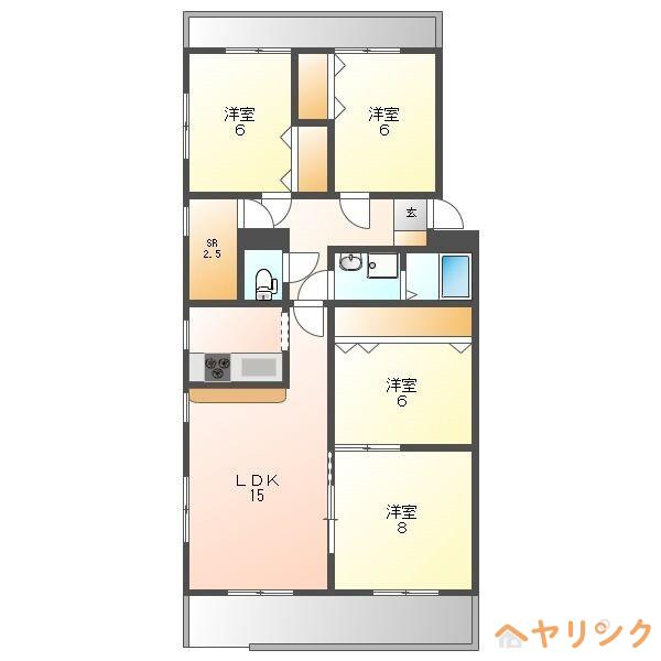 サンリバーK(4SLDK/1階)の間取り写真
