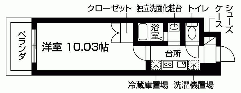 ブランノワ六甲(1K/2階)の間取り写真