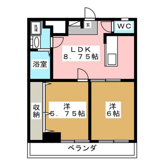 アルファマンション(2LDK/3階)の間取り写真
