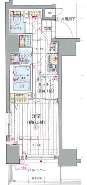 エステムプラザ川崎(1DK/15階)の間取り写真