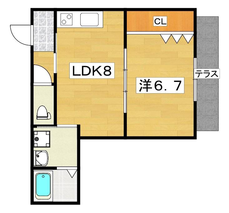 グレートヒルズ6番館(1LDK/2階)の間取り写真