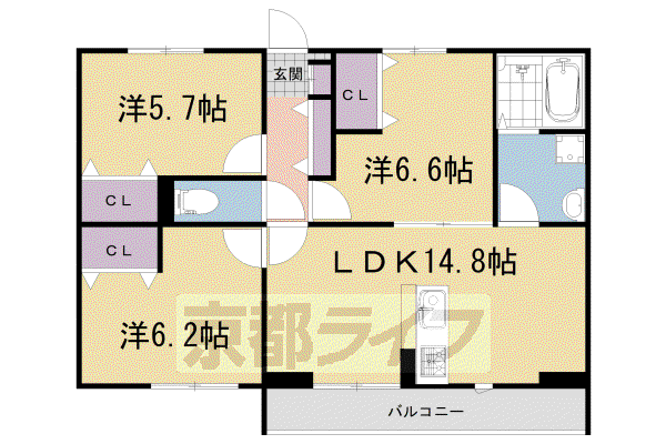 グリーンサム大久保II(3LDK/1階)の間取り写真