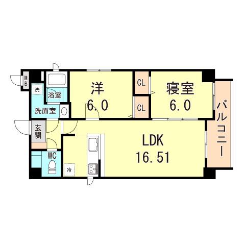 エクセレンス藤井(2LDK/4階)の間取り写真
