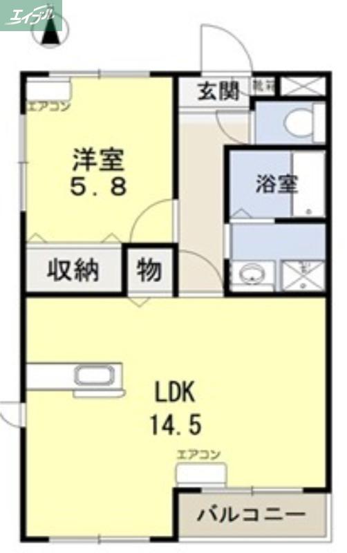 成和第6ビル(1LDK/1階)の間取り写真
