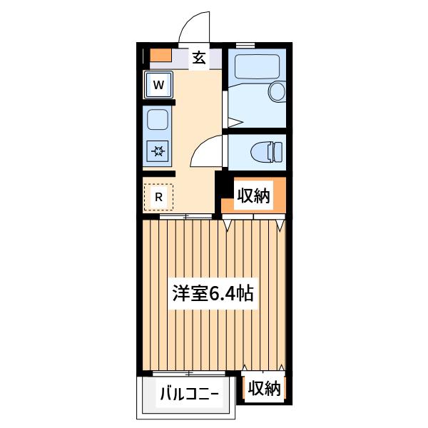 ソフィアヒルズE(1K/2階)の間取り写真