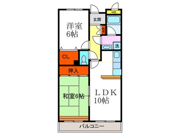 野村マンション(2LDK/4階)の間取り写真