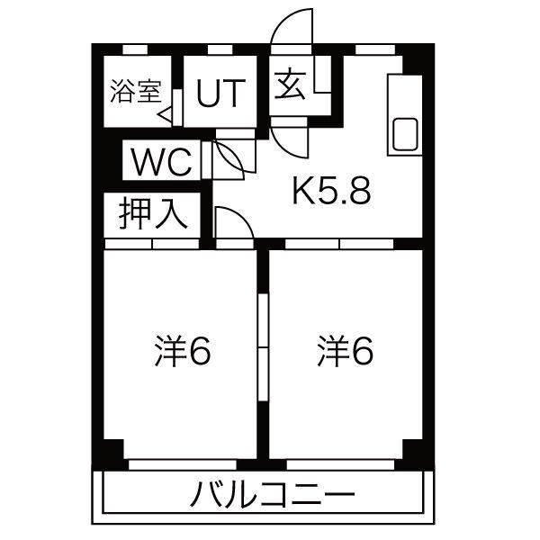 サントピア東山(2DK/2階)の間取り写真