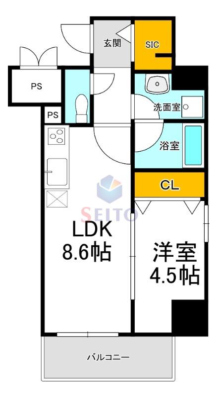 サンセール吹田(1LDK/2階)の間取り写真