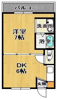 ヴィラナリー富田林3号館(1DK/1階)の間取り写真