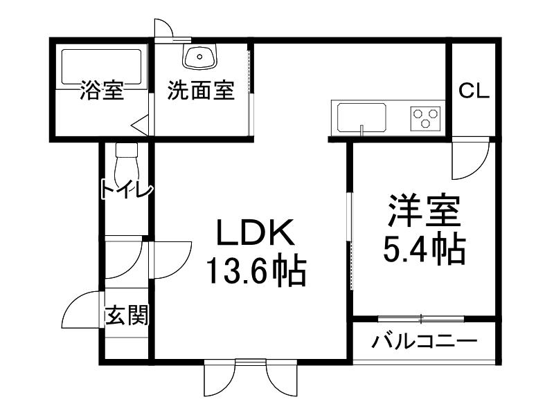 TOMS HILL(1LDK/3階)の間取り写真