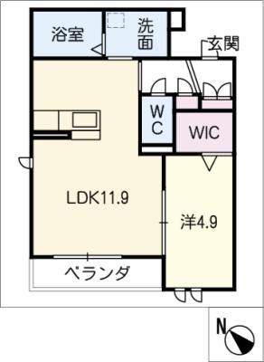REGALIA USUI(1LDK/1階)の間取り写真