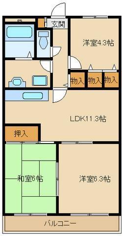 アスティーロイヤル(3LDK/5階)の間取り写真