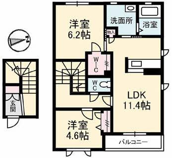 メゾン・ド・シエル(2LDK/2階)の間取り写真