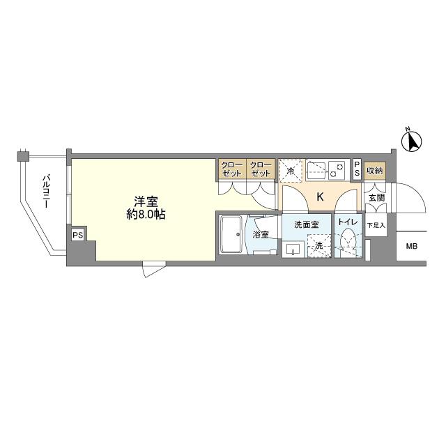 アクサス神楽坂(1K/5階)の間取り写真