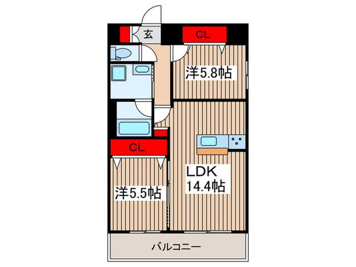 TCS北浦和レジデンス(2LDK/8階)の間取り写真