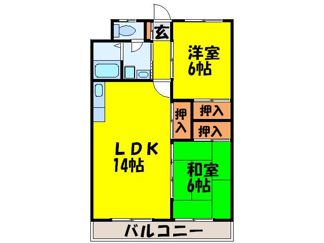 梅崎ビル(2LDK/2階)の間取り写真