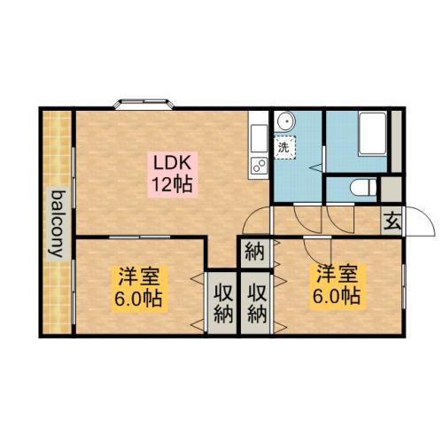 サンパークマンションI(2LDK/1階)の間取り写真