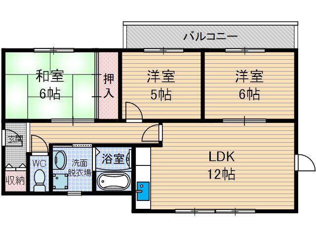 フレア五十鈴(3LDK/2階)の間取り写真
