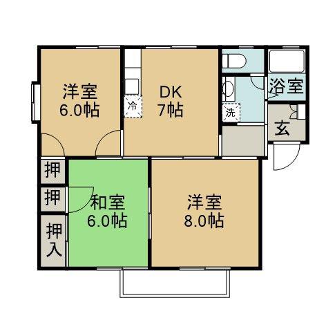 マノアールドゥ長山(3DK/2階)の間取り写真