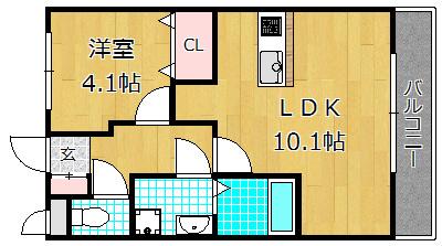 プランドール(1LDK/2階)の間取り写真