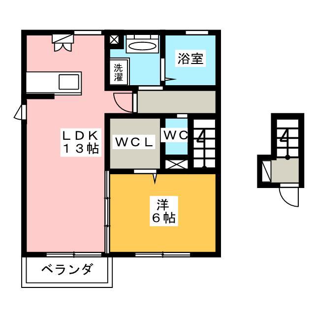 ボナール大岩B(1LDK/2階)の間取り写真
