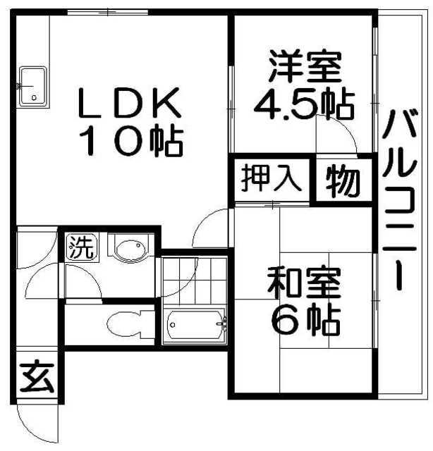 レスターテII(2LDK/4階)の間取り写真