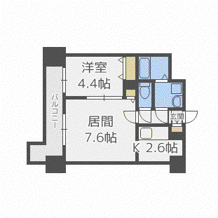 レジディア札幌駅前(1LDK/2階)の間取り写真