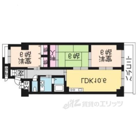 グランディール堀川(3LDK/4階)の間取り写真