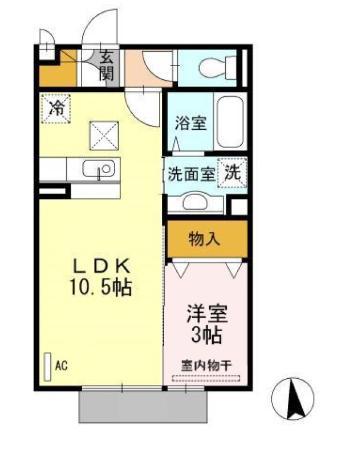 セジュールプルミエ B棟(1LDK/1階)の間取り写真