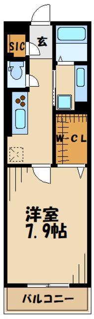 グランメールカサグランデ(1K/2階)の間取り写真