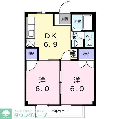 ドリームI(2DK/1階)の間取り写真
