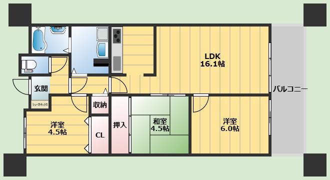 グリーンヒルパートII(2SLDK/5階)の間取り写真