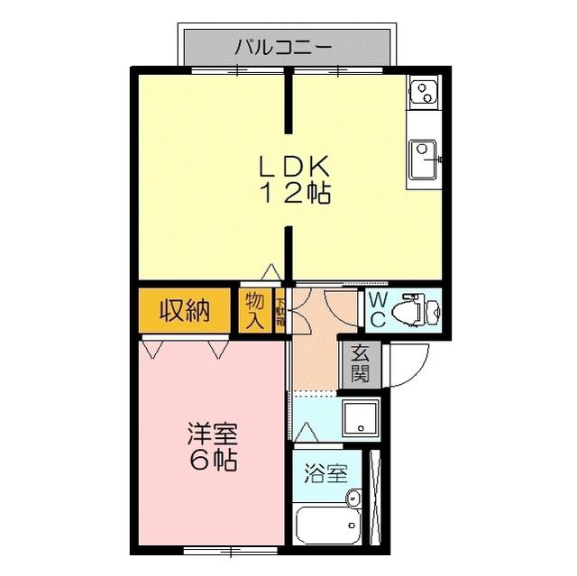 エコール古杉(1LDK/2階)の間取り写真