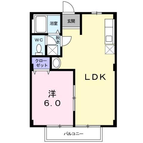 サニーヴィラ大久保(1LDK/2階)の間取り写真