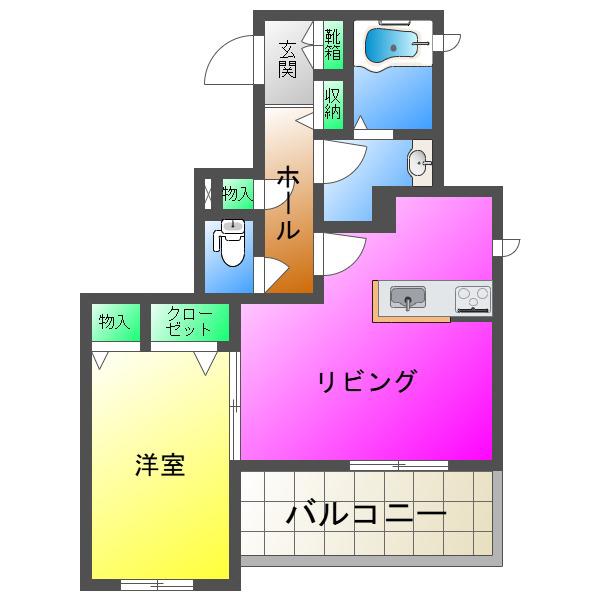 シャーメゾン ベルシエール(1LDK/1階)の間取り写真