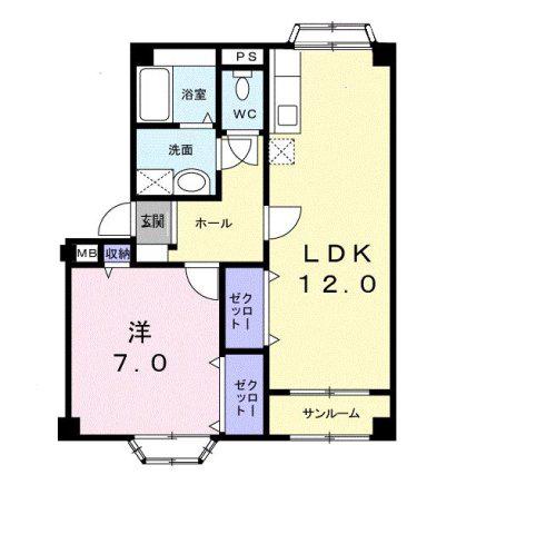 サイモンONE(1LDK/1階)の間取り写真