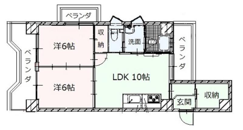 ポエシア・ブランカ(2LDK/5階)の間取り写真