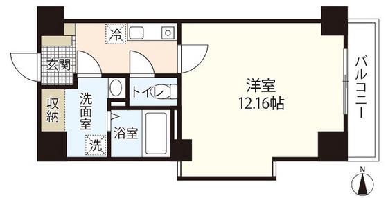 エメラルドHILL(1K/6階)の間取り写真