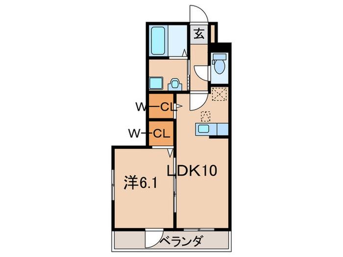 ヒカルサ尼崎神崎町(1LDK/1階)の間取り写真