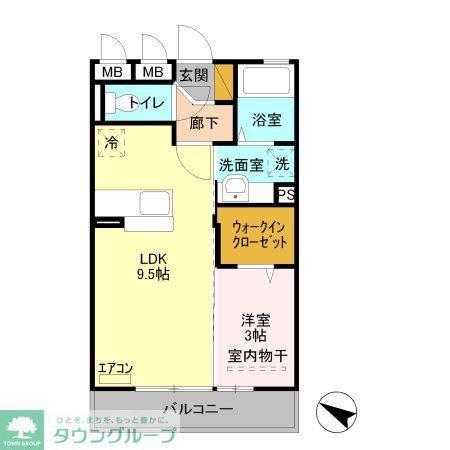 カルチェ B(1LDK/2階)の間取り写真