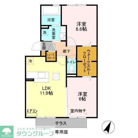 TIARAII(2LDK/1階)の間取り写真