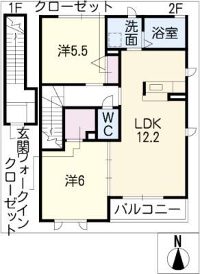 ヴィラーチェ大手(2LDK/2階)の間取り写真