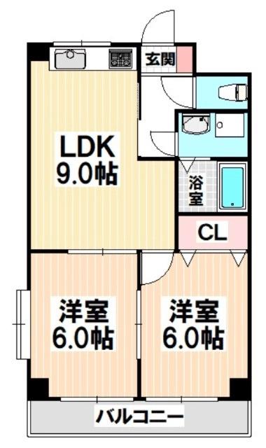 ジュネス青山(1LDK/3階)の間取り写真