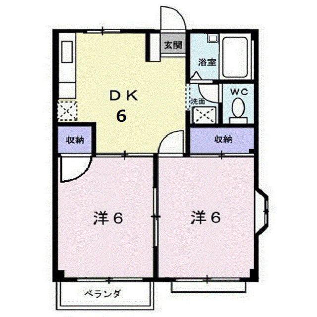 エルディム千田A(2DK/1階)の間取り写真